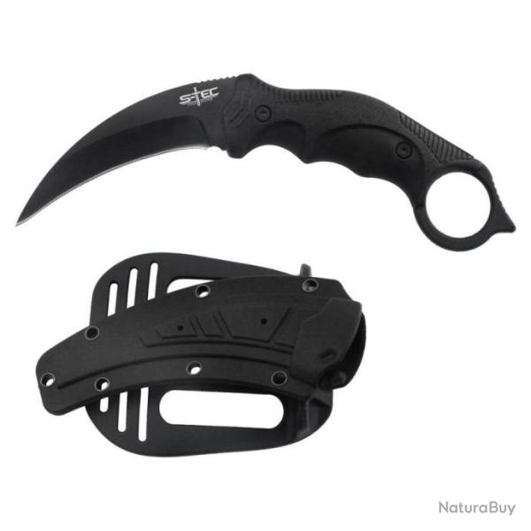 Couteau S-TEC Karambit Lame Acier 3CR13 Manche Abs Etui Plastique STTS201BK
