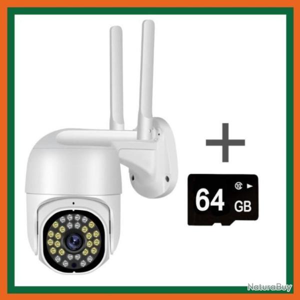 Cam�ra IP  Wifi HD 355� - Etanche - Ext�rieure - Carte SD 64go - Livraison gratuite et rapide