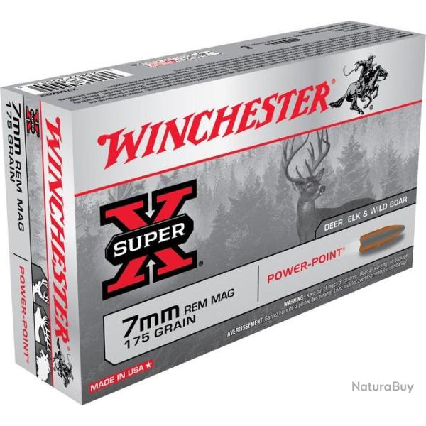 Munitions WINCHESTER calibre 7mm Rem Mag Power Point 175gr - 11.3g x20