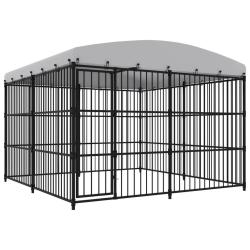 Chenil ext&eacute;rieur cage enclos parc animaux chien ext&eacute;rieur avec toit 300 x 300 x 210 cm 02_0000449
