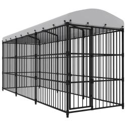 Chenil ext&eacute;rieur cage enclos parc animaux chien d'ext&eacute;rieur avec toit pour chiens 450 x 150 x 210 c