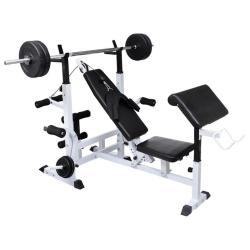 Banc d'entra&icirc;nement avec support de poids jeu d'halt&egrave;res 90 kg fitness sport 02_0000023
