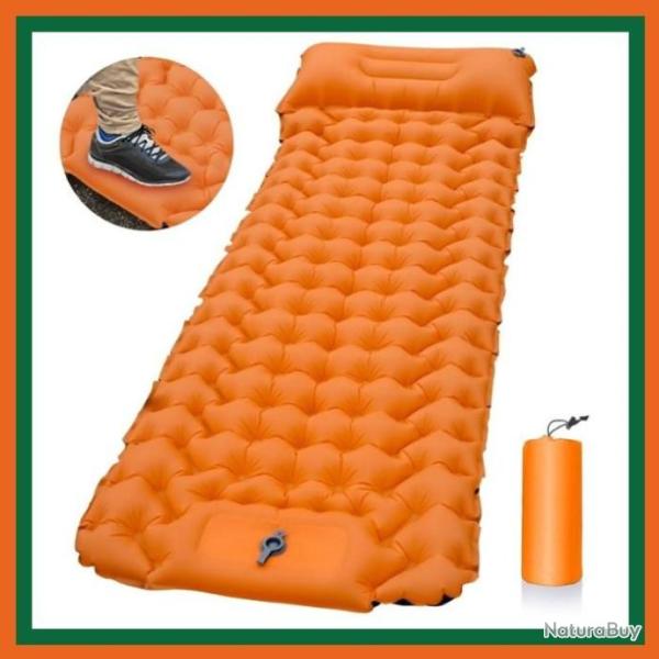 Matelas gonflable - 196x68 cm - Orange - Livraison rapide