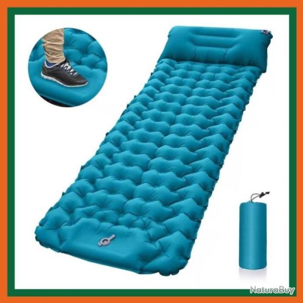 Matelas gonflable - 196x68 cm - Bleu paon - Livraison rapide