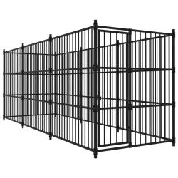 Chenil ext&eacute;rieur cage enclos parc animaux chien d'ext&eacute;rieur pour chiens 450 x 150 x 185 cm noir 02_