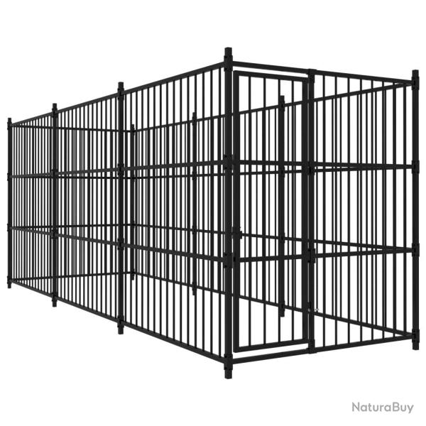 Chenil ext�rieur cage enclos parc animaux chien d'ext�rieur pour chiens 450 x 150 x 185 cm noir 02_