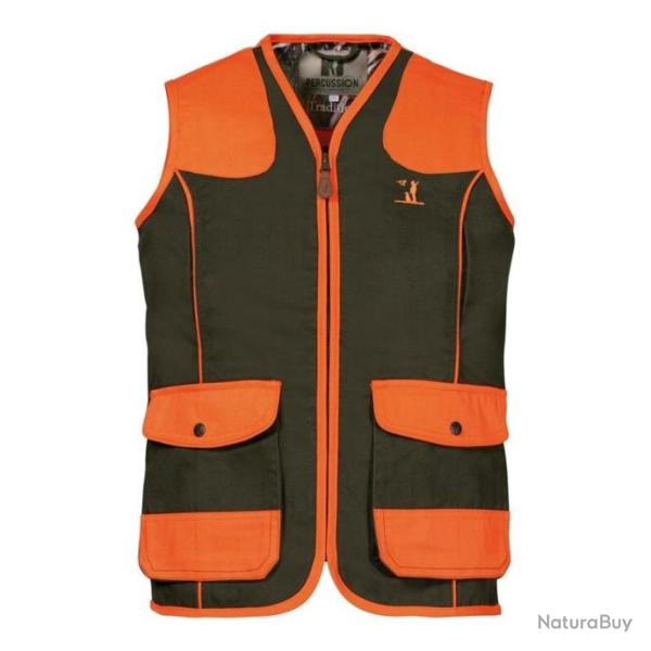Gilet Percussion Tradition Haute Visibilit� Enfant KAKI/ORANGE - TAILLE 14 ANS