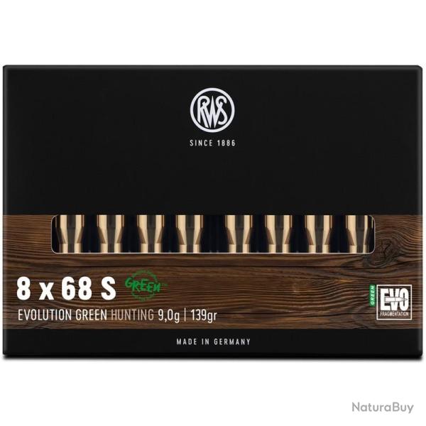 Munitions RWS calibre 8x68S Evo Green 139gr - 9g x20