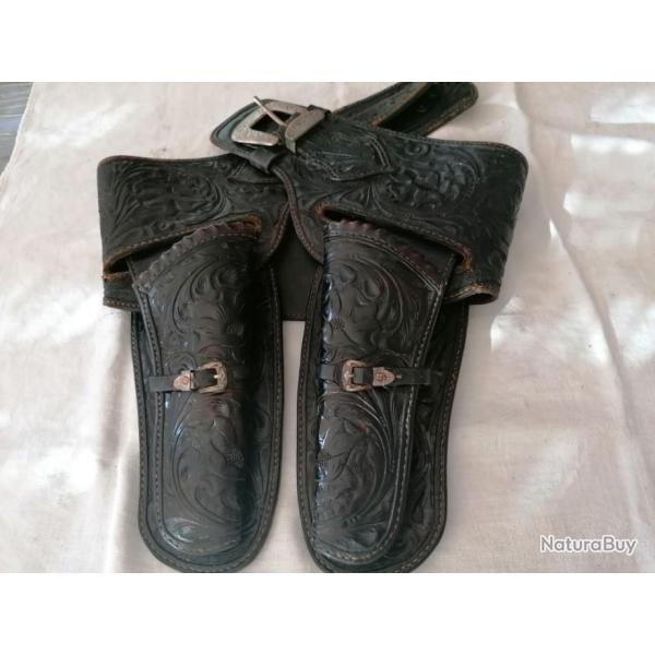 Holster western double d'poque parfait tat