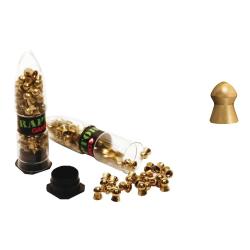 Boite de 100 Plombs Raptor t&ecirc;te pointue corps lisse or cal 4.5mm
