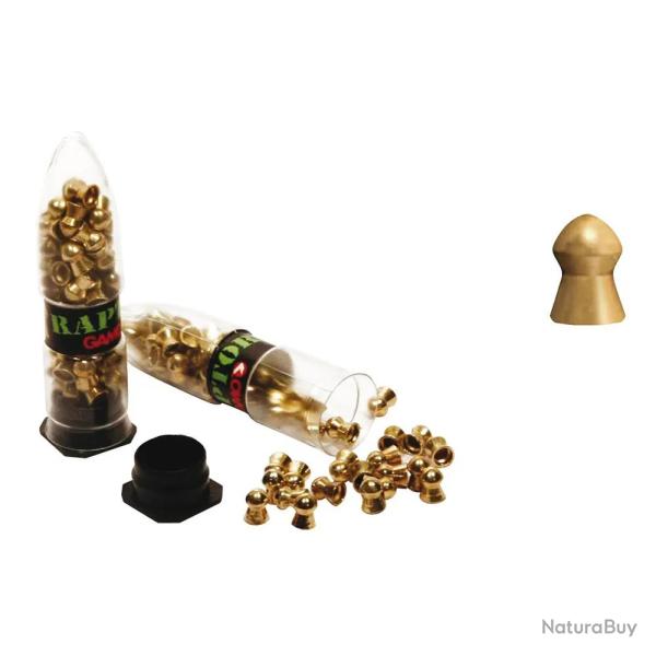 Boite de 100 Plombs Raptor t�te pointue corps lisse or cal 4.5mm
