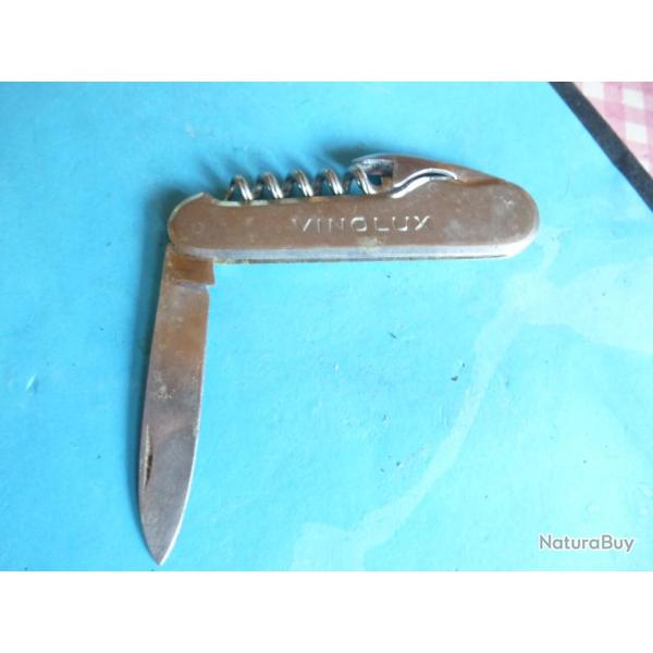 VIEUX COUTEAU TIRE BOUCHON DECAPSULEUR PUBLICITAIRE VINOLUX