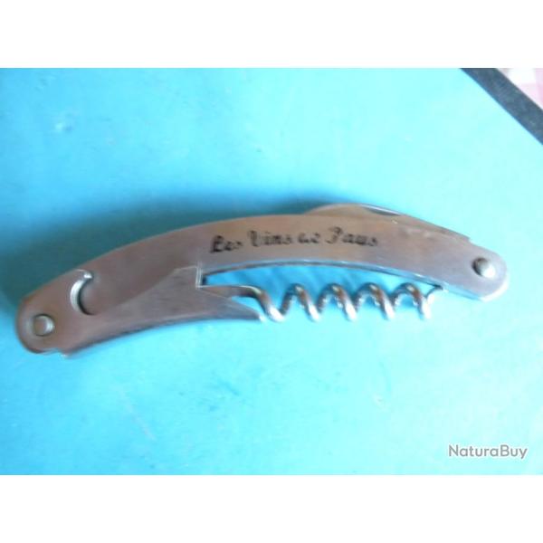 VIEUX COUTEAU TIRE BOUCHON DECAPSULEUR PUBLICITAIRE VIN DE PAYS