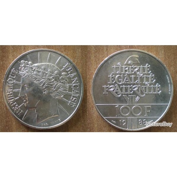France 100 Francs 1988 Fraternit� Piece Argent Frcs Frc Frs Franc