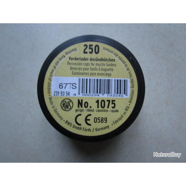 Amorces Poudre Noire RWS 1075 / Boite de 250 neuve.