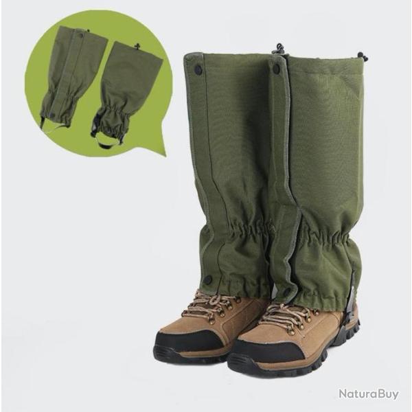 Gu�tres de jambe imperm�ables pour homme et femme, ajustable coloris vert arm�e
