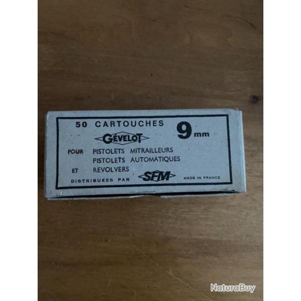 BOITE VIDE DOUBLE MARQUAGE GEVELOT et SFM pour 50 CARTOUCHES DE 9MM pour la POLICE NATIONALE