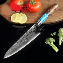 Couteau Cuisine Pro Lame Damas Japonais VG10-Chef 33cm