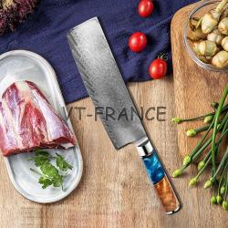 Couteau Cuisine Pro Lame Damas Japon 67 Couches-Nakiri 31cm