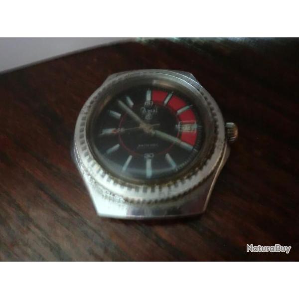 MONTRE HOMME  AMAL  5 RUBIS  MECANIQUE ANTI CHOC   DATEUR   STAINLESS  STEEL BACK