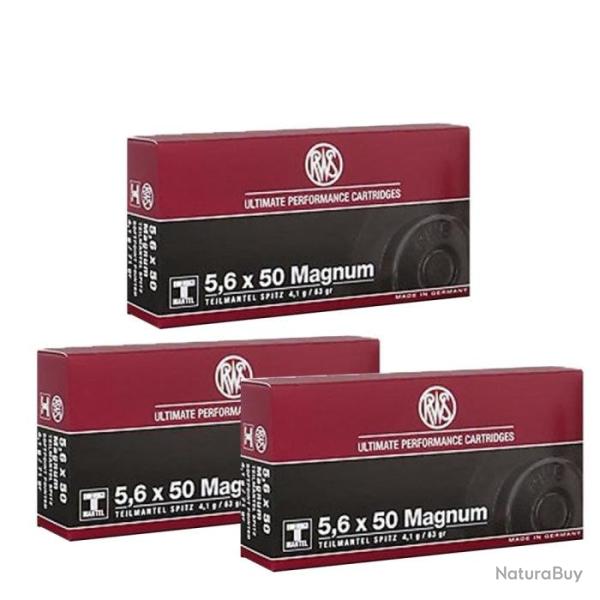 Balles RWS T-Mantel Spitz - Cal. 5.6x50 Mag - Par 3