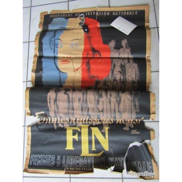 affiche politique fin seconde guerre ww2 FLN Femme Lib� Nle lib�ration r�sistance maquis Nord France