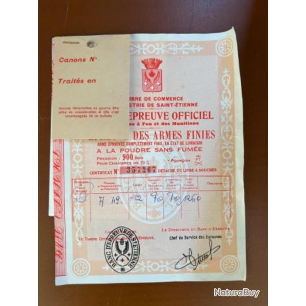 Certificat Chapuis Armes