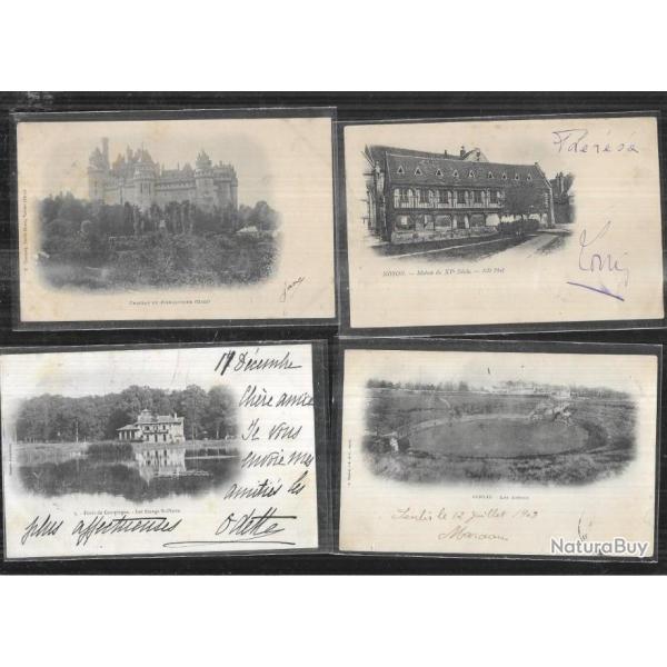 cartes postales anciennes  prcurseurs beauvais , pierrefonds ,chantilly et senlis lot de 7 cartes