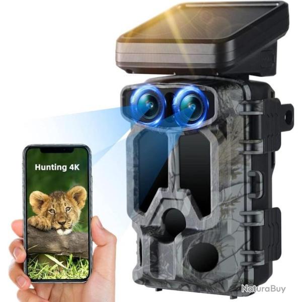 Cam�ra de Chasse Solaire WiFi 4K 60MP Double Objectif avec Vision Nocturne Activation de Mouvement 1
