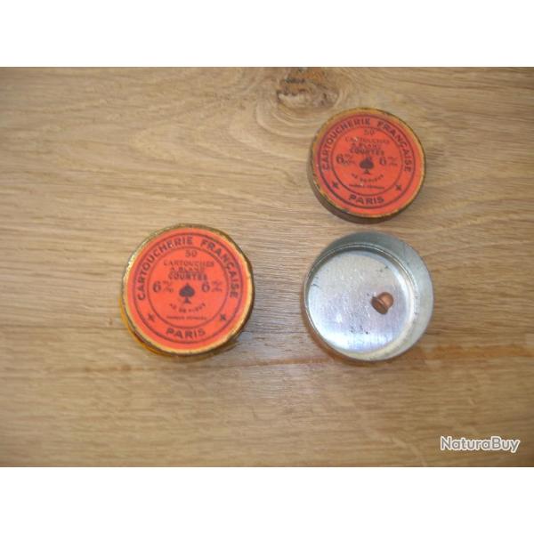 2 boites ancienne CARTOUCHERIE FRANCAISE - AS DE PIQUE de 6 mm courte � blanc