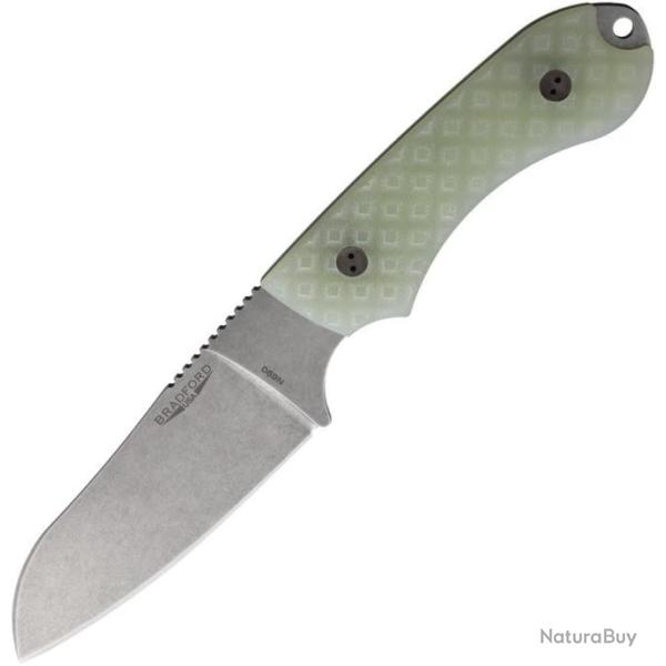 Couteau Bradford Guardian 4 Sheepsfoot Lame Acier N690 Manche Jade G10 Etui Cuir Made USA BRAD4SF007