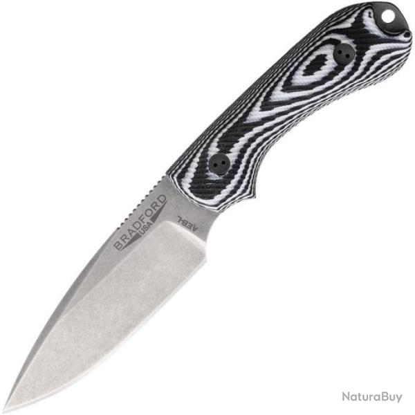 Couteau Bradford Guardian 3 Lame Acier AEB-L Manche Black/White G10 Etui Cuir USA BRAD3FE118A
