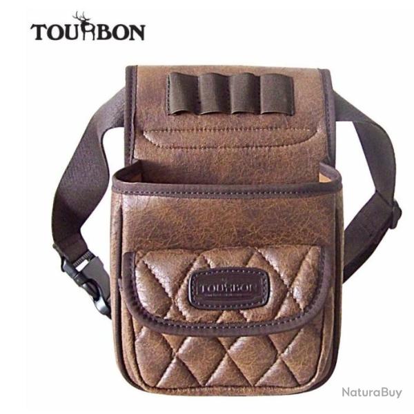 Sacoche de CHASSE TOURBON en CUIR 50 cartouches, LIVRAISON OFFERTE