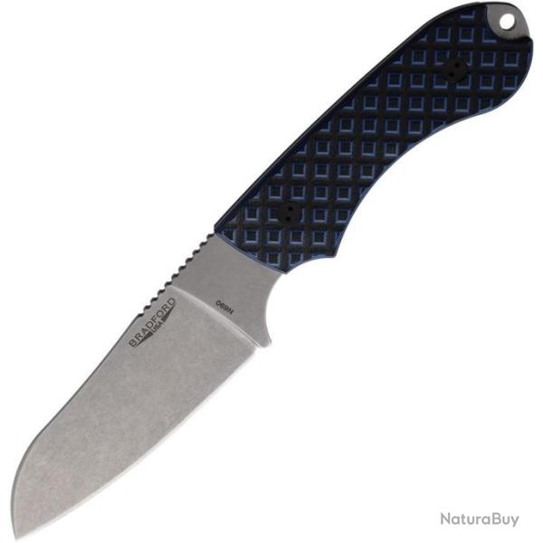 Couteau Bradford Guardian 4 Sheepsfoot Lame Acier N690 Manche Black/Blue G10 Etui Cuir USA BRAD4SF01