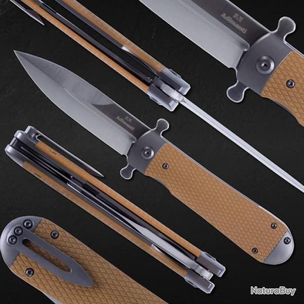 Couteau Ganzo Adimanti Samson Brown Lame Acier D2 Manche G10 Linerlock Clip GASAMSONBR