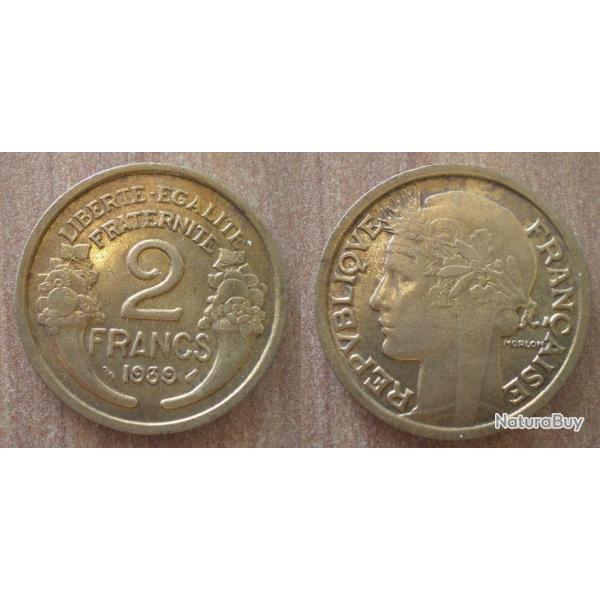 France 2 Francs 1939 Morlon Piece Frcs Frs Frc
