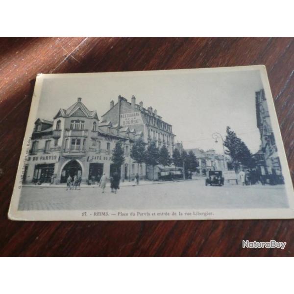 CP  dpt  51  REIMS  PLACE DU PARVIS ET RUE LIBERGIER