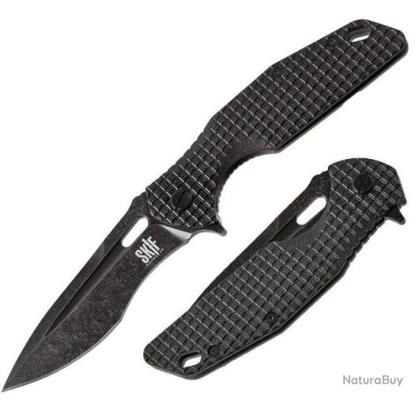 Couteau SKIF Knives Defender Black Manche G10 Lame Acier 9Cr18MoV IKBS Framelock Clip SKF423SEB