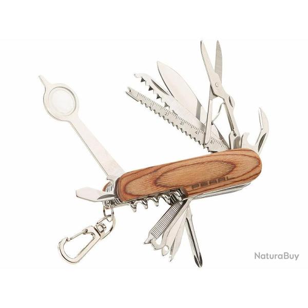 Couteau Suisse de poche Multifonction 16 en 1 avec manche en bois