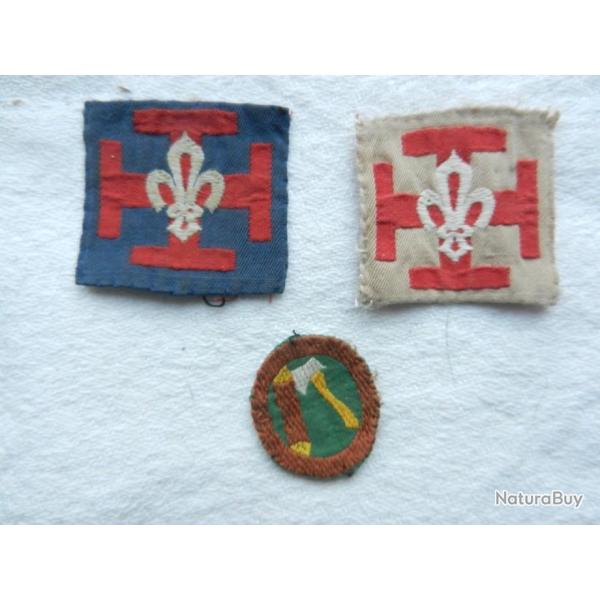 3 anciens insignes de scout en tissu