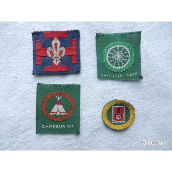 4anciens insignes tissu de scout