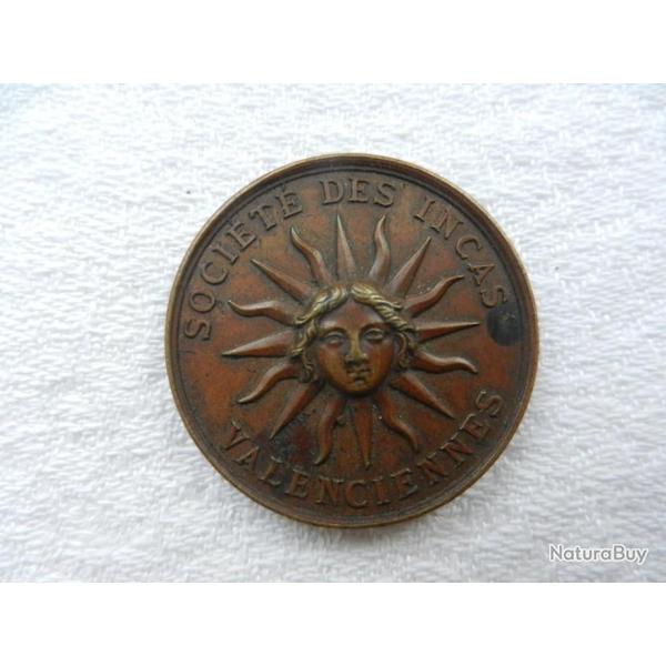 m�daille Franc-ma�onnerie Soci�t� des Incas Valenciennes 1866