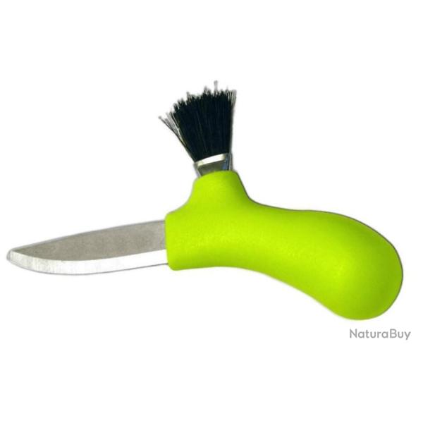 Couteau � champignons "Mora" Karl-Johan lame 6,2cm manche polypropyl�ne vert + �tui