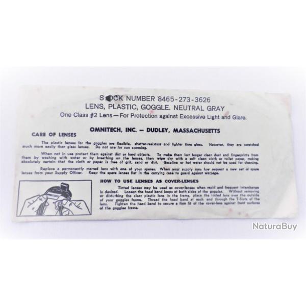US6710a Carreau de rechange goggle M-1944