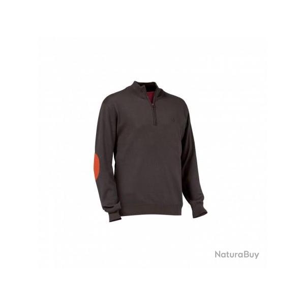 PULL CLUB INTERCHASSE COL ZIP MARRON T2XL