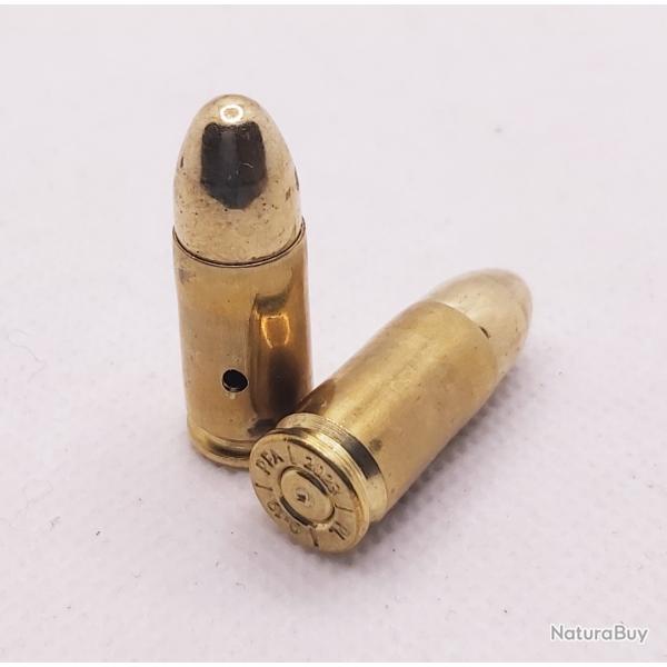 Balle neutralis� de 9mm parabellum Luger 9x19mm standard pour d�coration INERTE NEUTRA