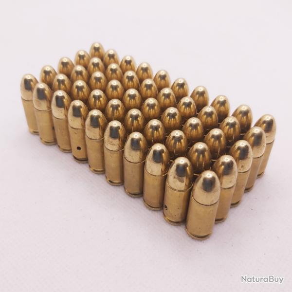 Lot 50 Balles neutralis�s de 9mm parabellum Luger 9x19mm standard pour d�coration INERTE NEUTRA
