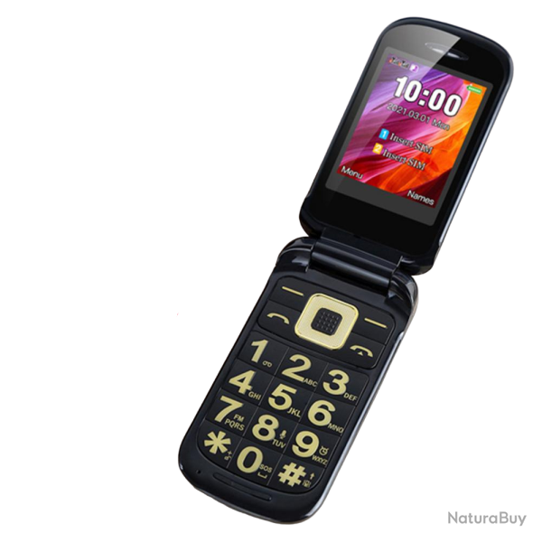 Telephone Portable Senior SOS, Couleur: Noir
