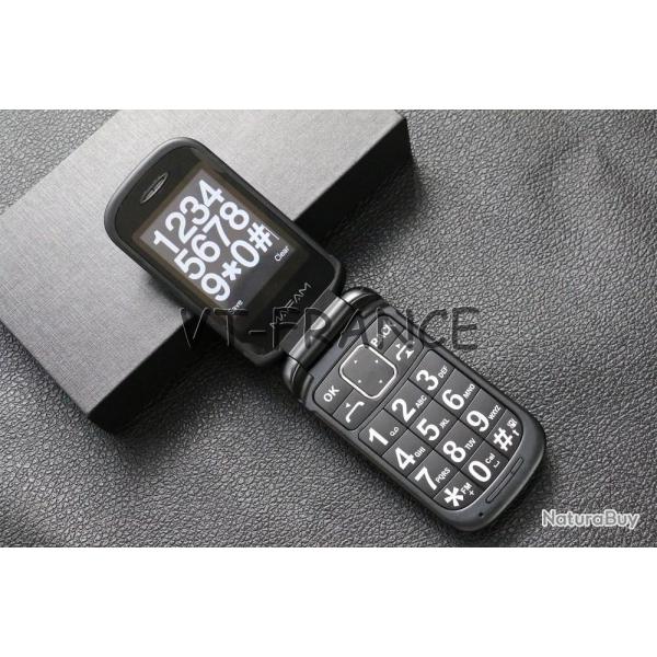 Telephone Portable Senior SOS 2 ECRANS, Couleur: Noir