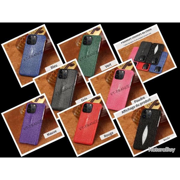 Coque pour iPhone Raie Veritable Galuchat-Au Choix-iPhone 14 Plus